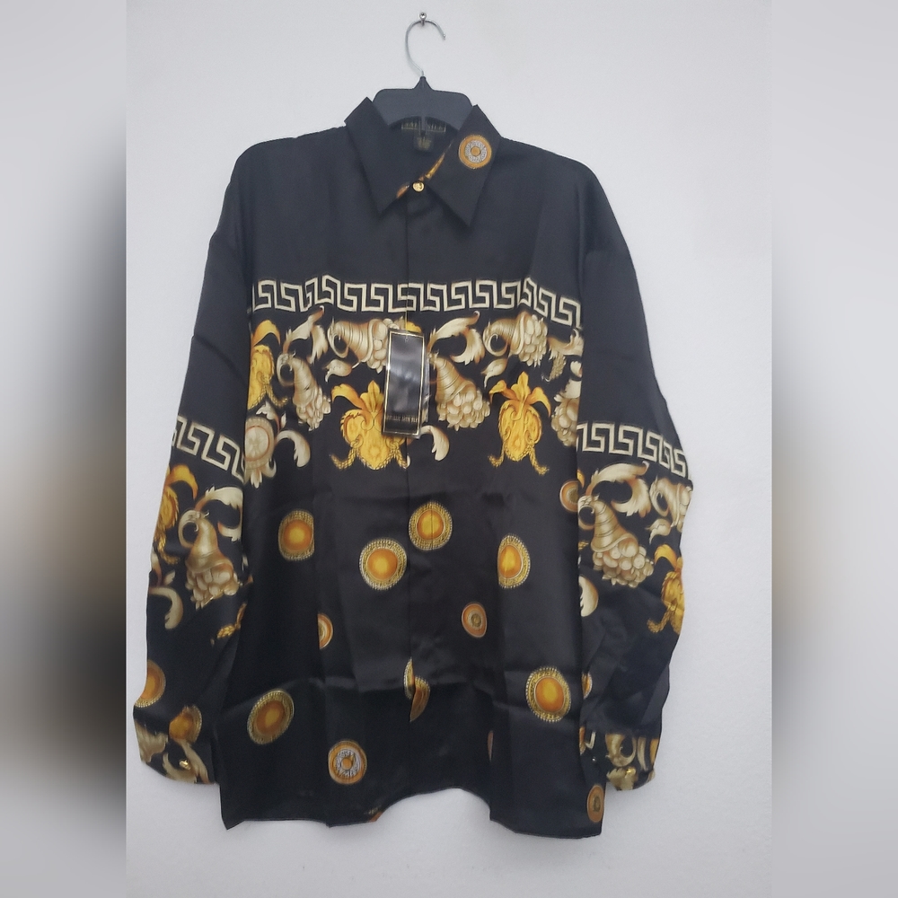 Vintage Mens Suede Silk Long Sleeve Shirt.